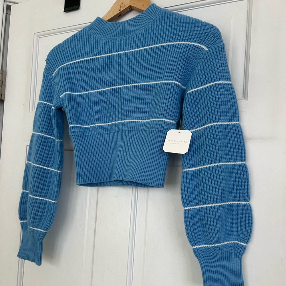 Altar’d State Blue and White Striped Sweater